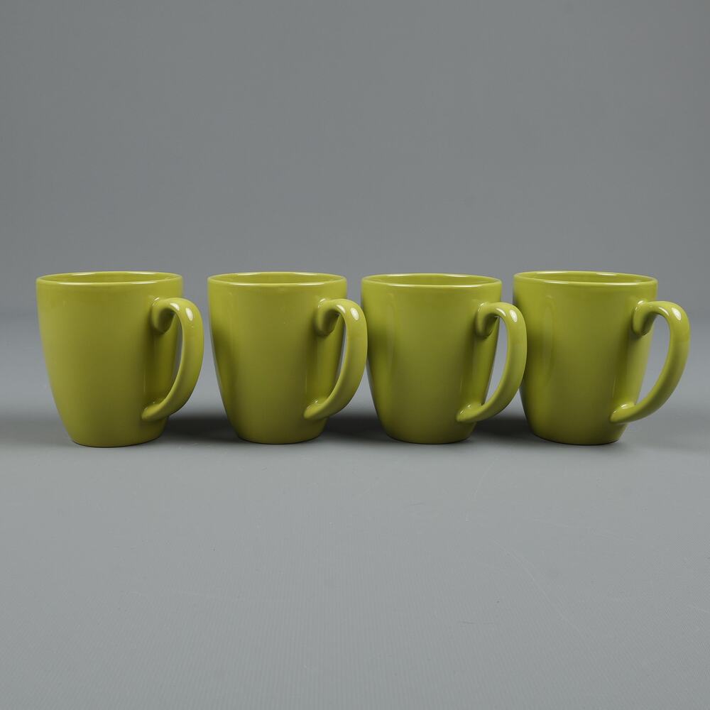 Lot of 4 Corelle Coordinates Collection Stoneware Coffee Mugs Lime Green Vintage